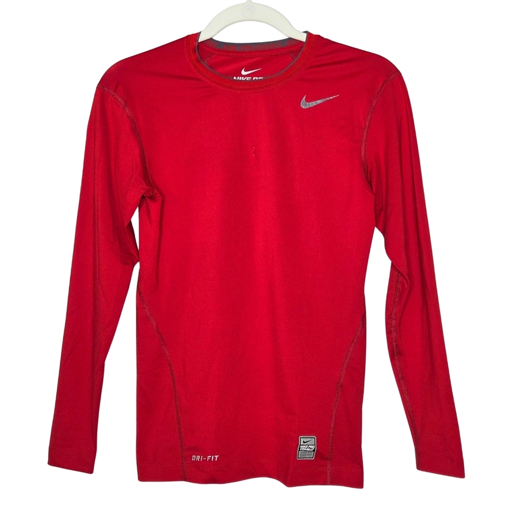 Nike Pro Combat Red Dri-FIT Long Sleeve Shirt